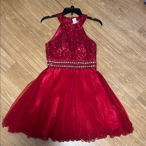 Cindy Elegant Red Halter Prom Dress XS excellent condition worn one time